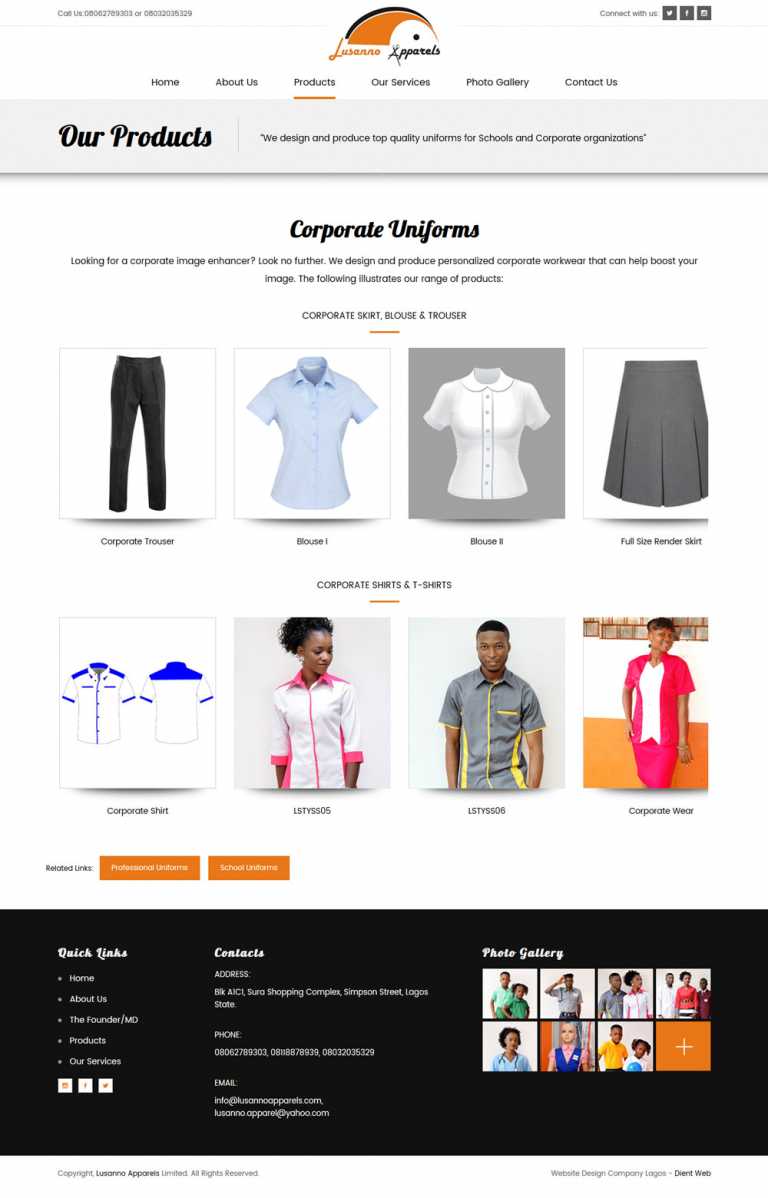Lusanno Apparels Website Design