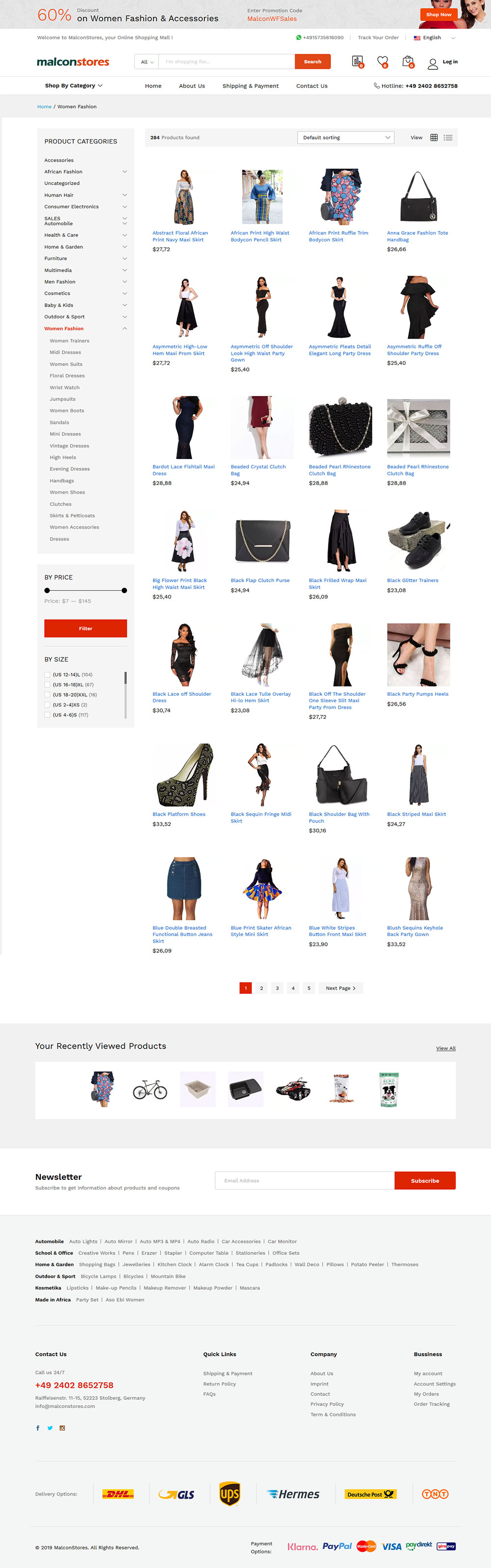 ecommerce web design category page