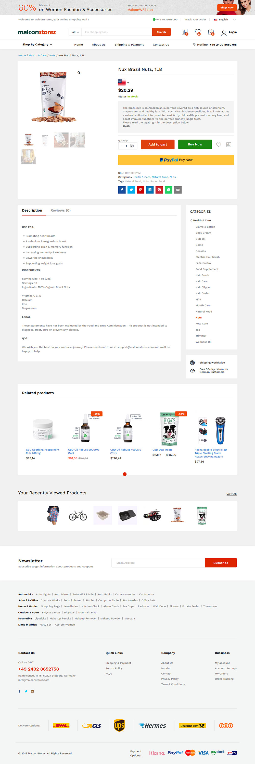 ecommerce website design product page