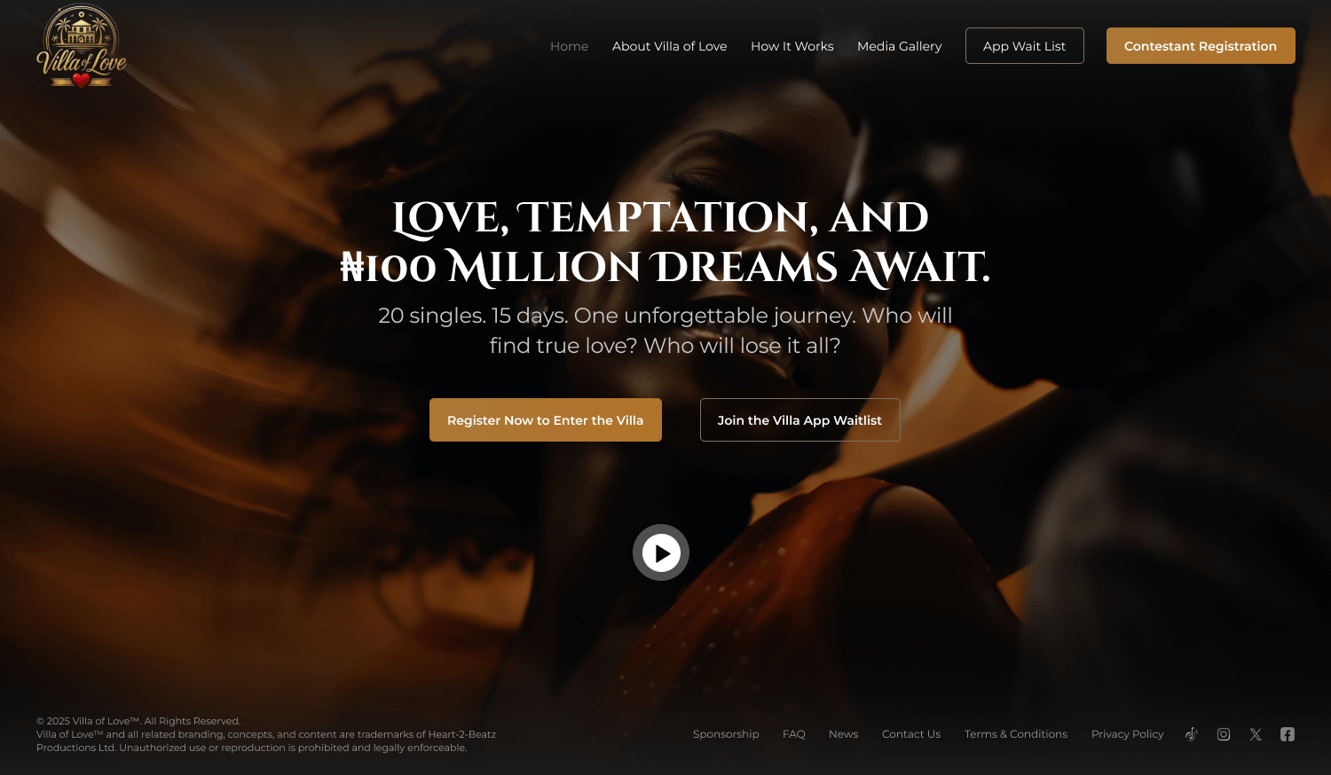 villa of love naija website design by dientweb