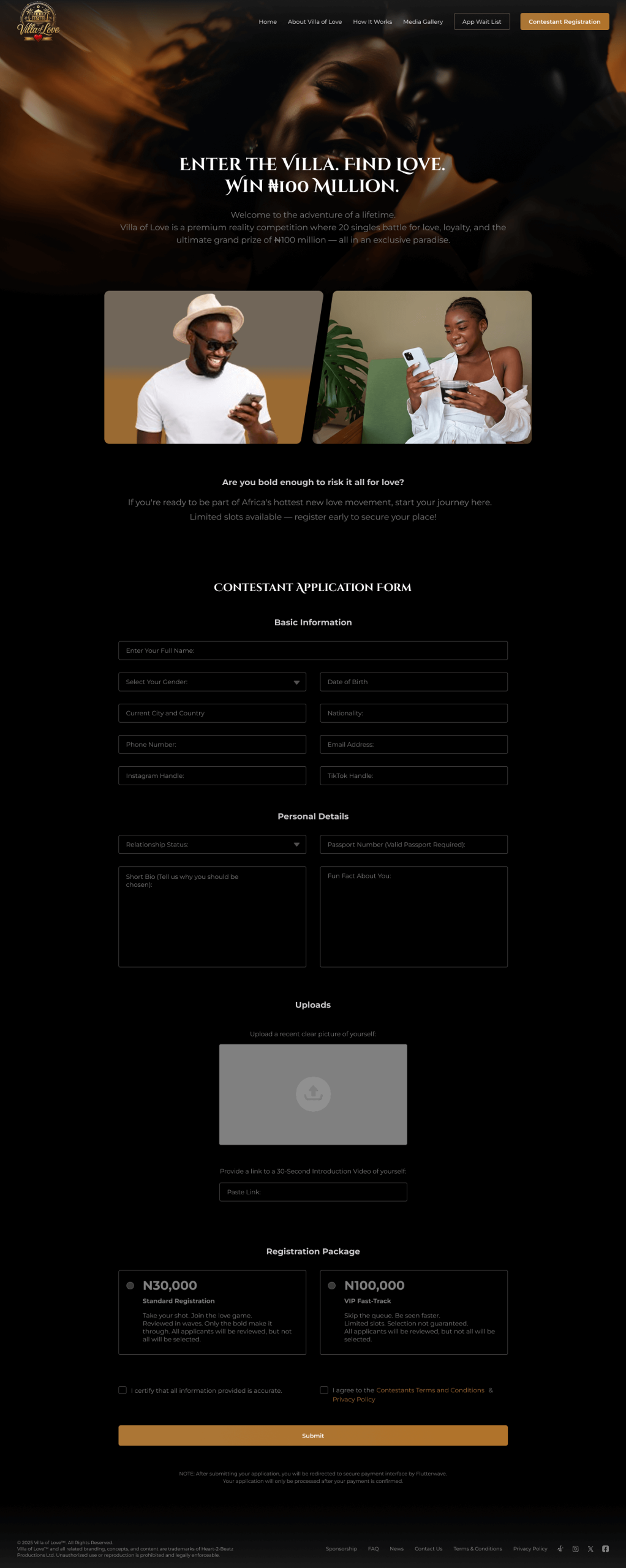 villa of love naija website design by dientweb