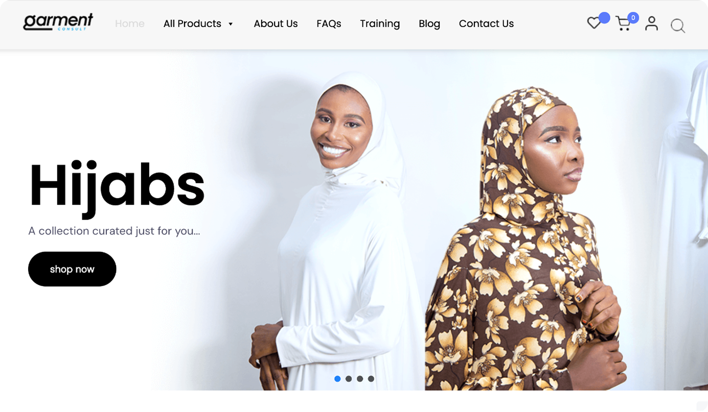 garment consult ecommerce website design by dientweb